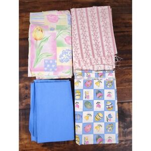 Lot‎ of Fabric, Easter theme, Eggs, Tulips, Pink, Blue, Yellow, White, 1lb 4oz